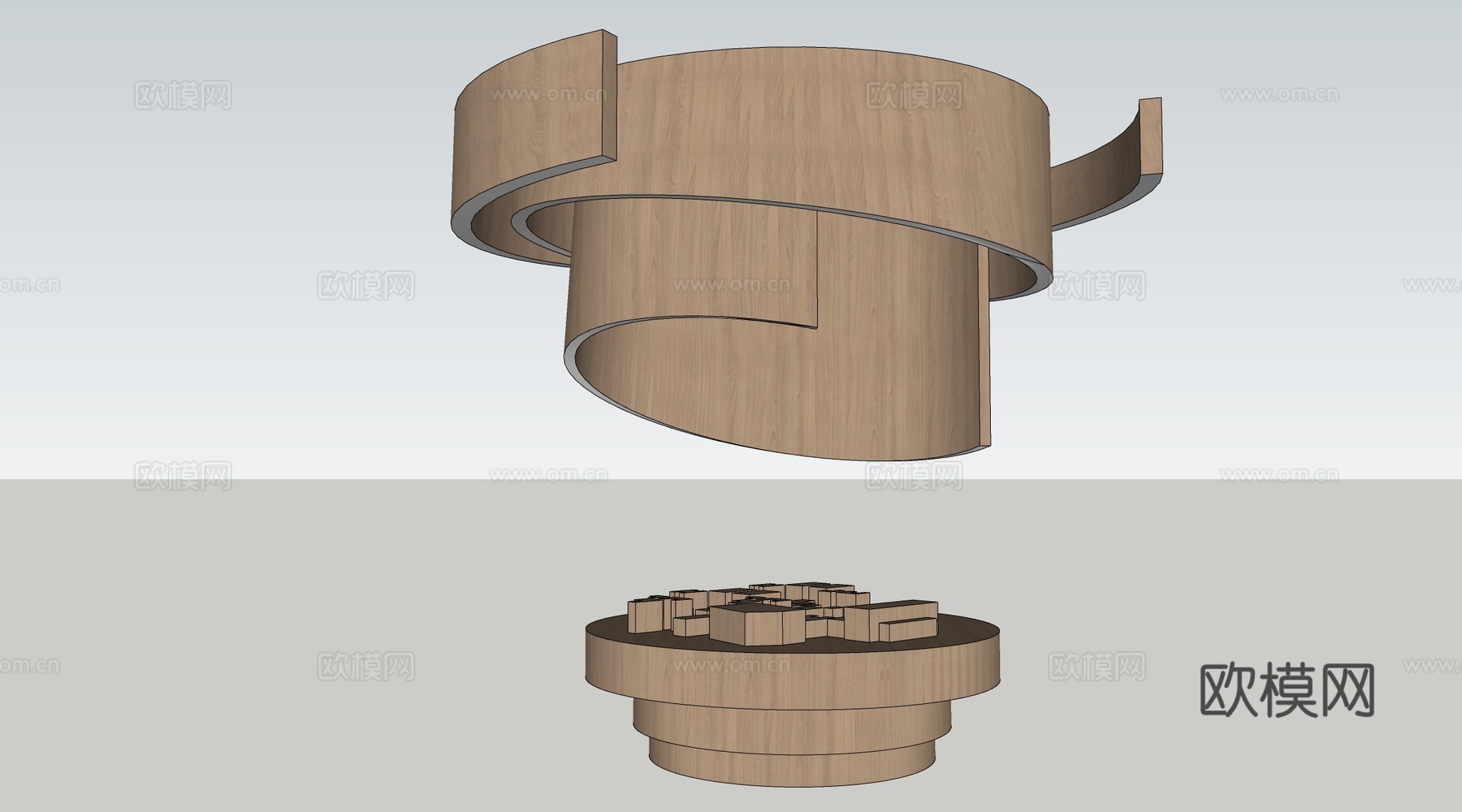 现代圆形展台 科技展台su模型