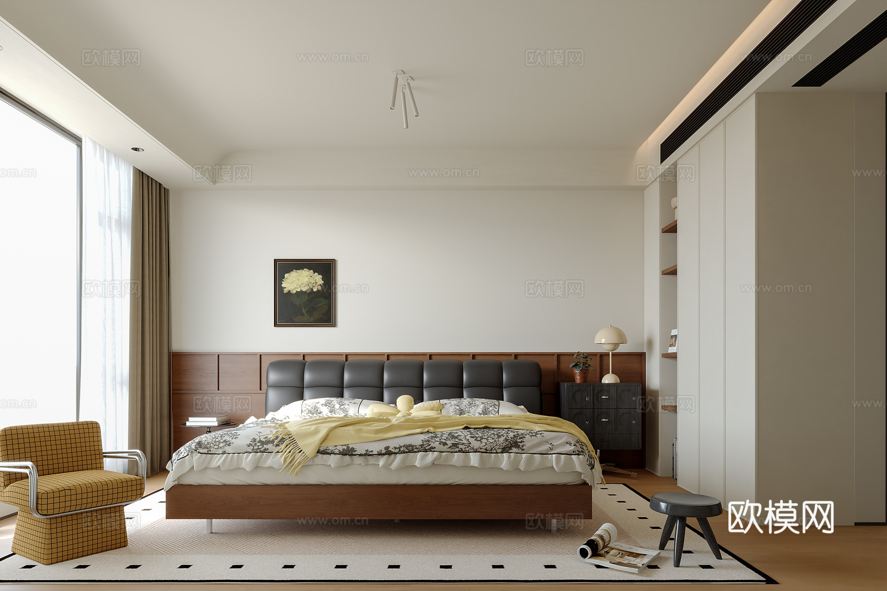 中古风卧室su模型