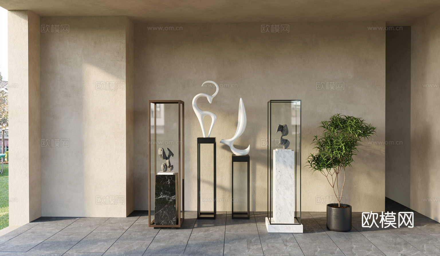 现代  新中式雕塑摆件su模型