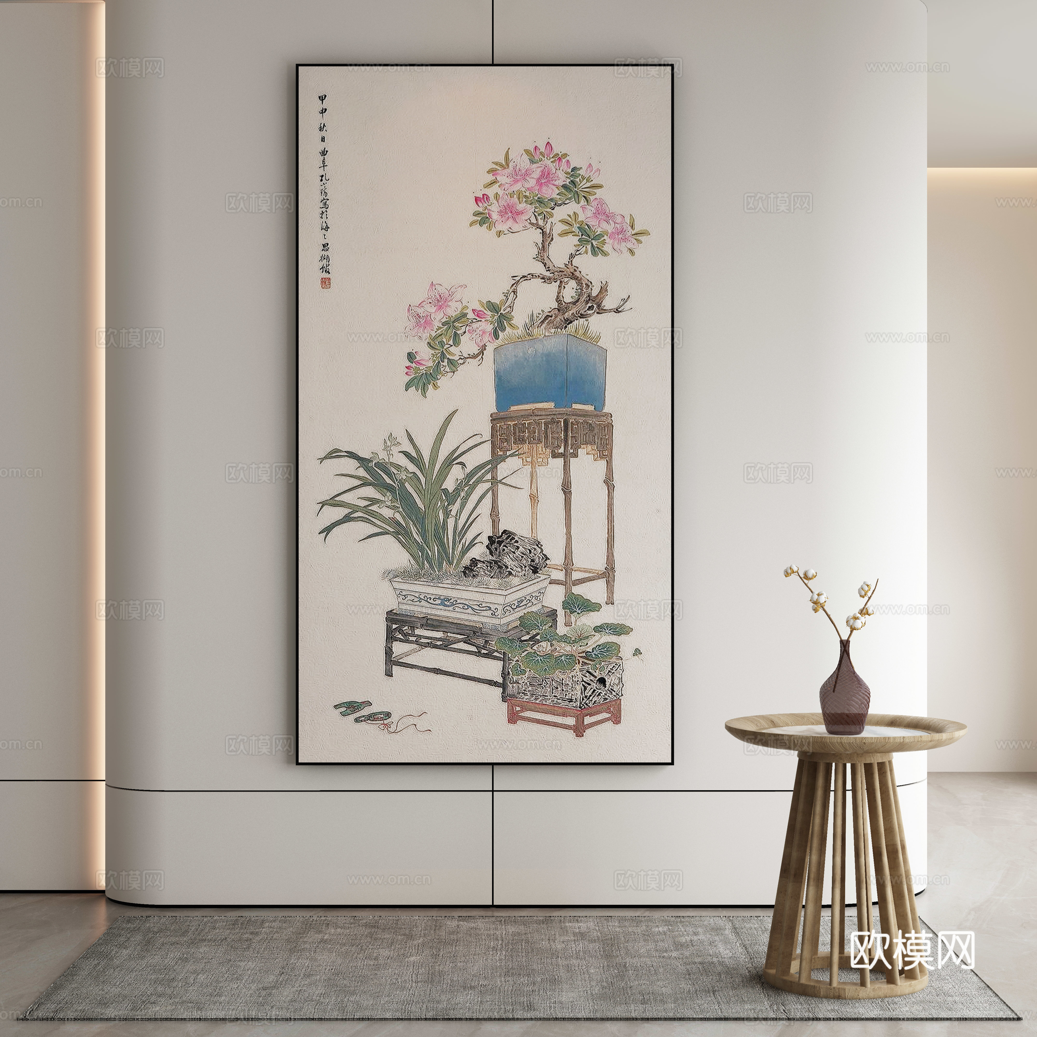 现代简约抽象挂画3d模型下载