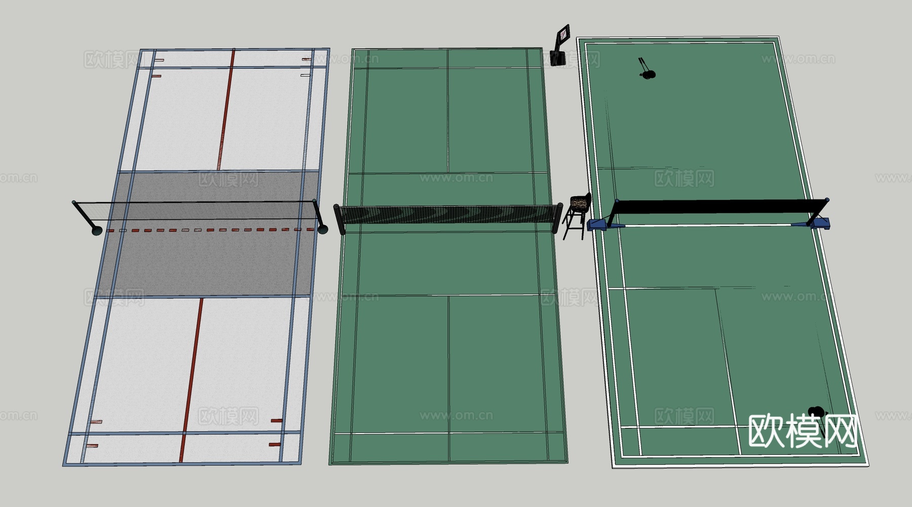 现代羽毛球场 运动场su模型