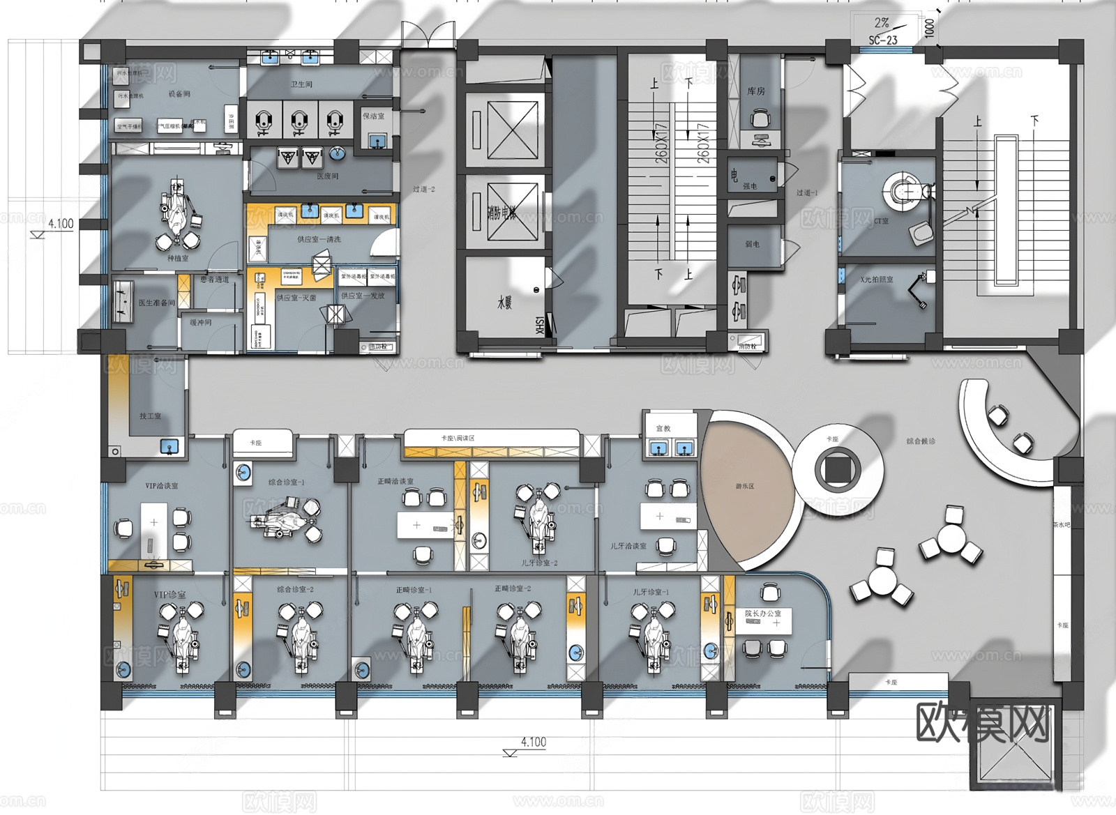 牙科口腔诊所CAD平面cad施工图cad施工图