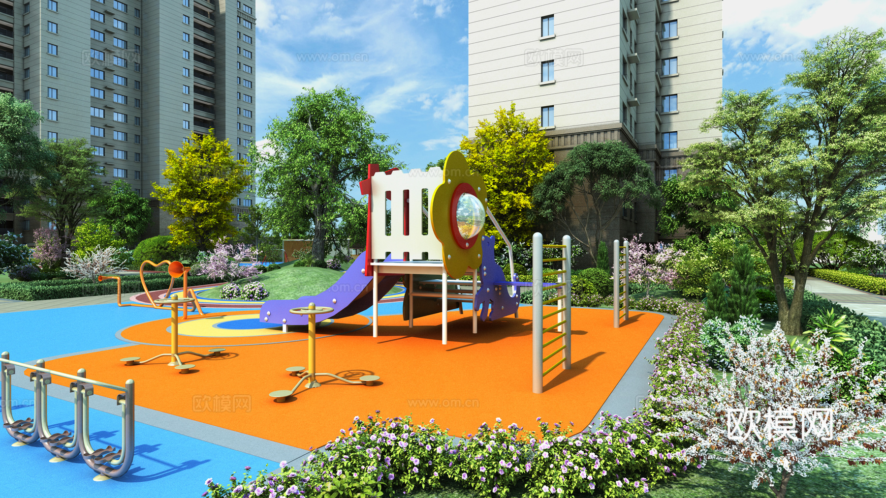 现代儿童乐园景观3d模型下载