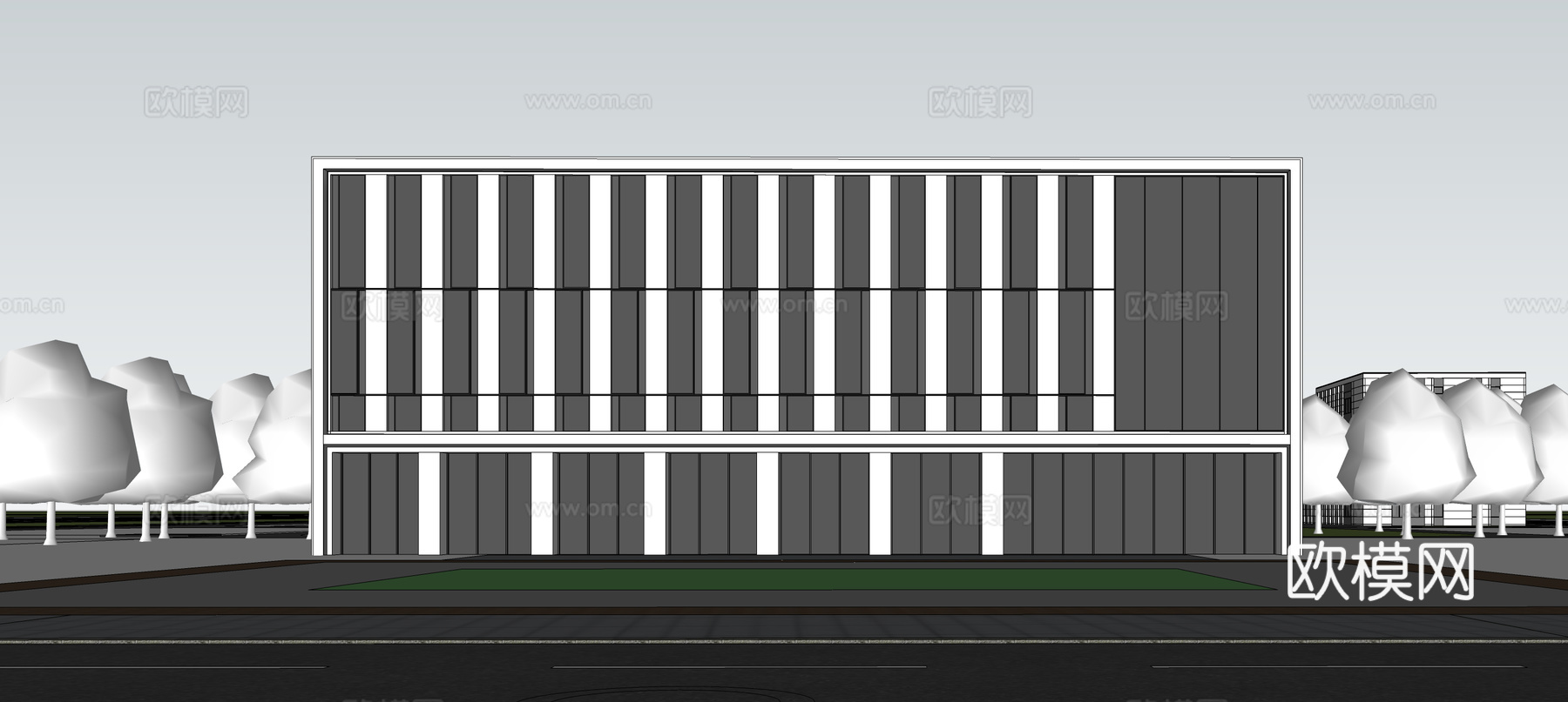 现代工业厂房 现代产业园 多层办公 厂房 产 产业园 办公楼su模型下载（渲染图2）