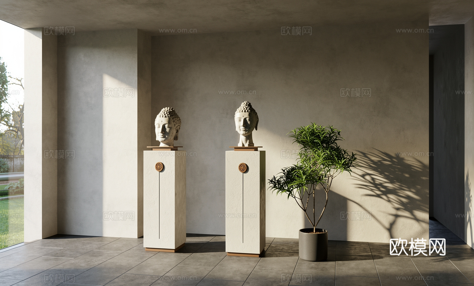 新中式雕塑摆件_佛像雕塑摆件su模型