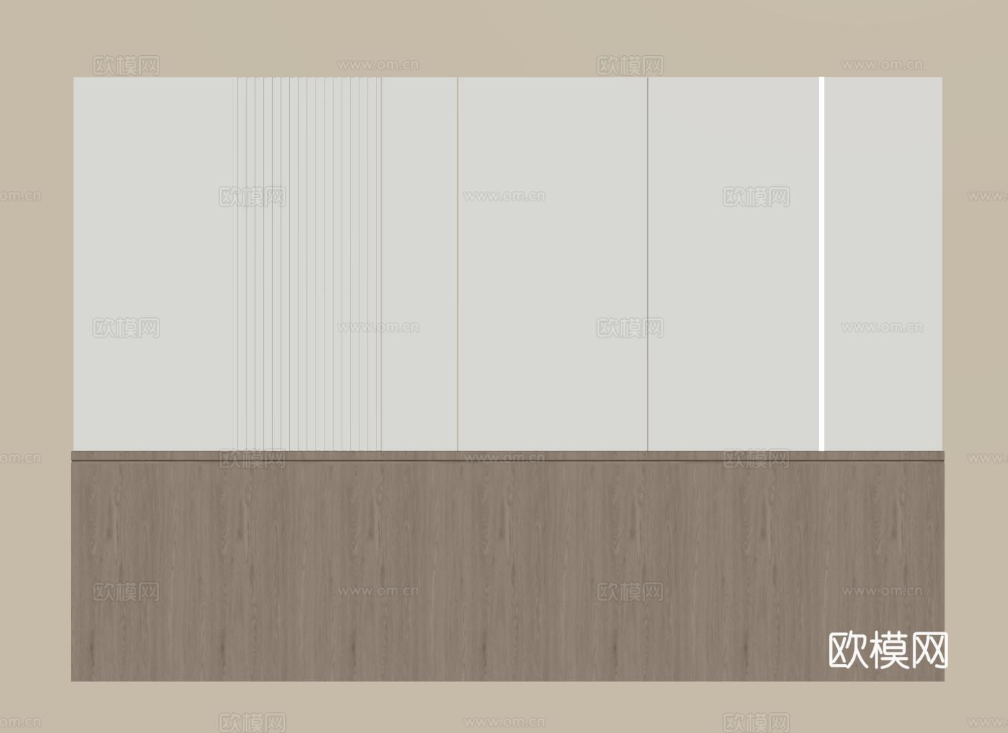 现代床头背景墙 意式卧室背景墙su模型