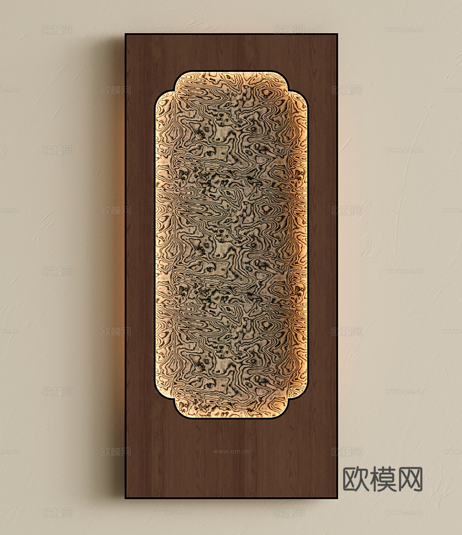 新中式护墙板 实木墙饰板 墙板背景墙su模型