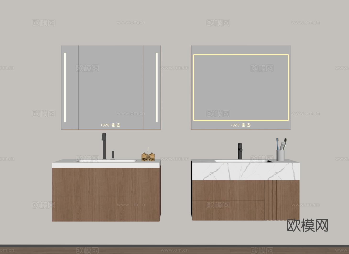 现代悬空浴室柜 洗手台 卫浴柜 洗手池su模型