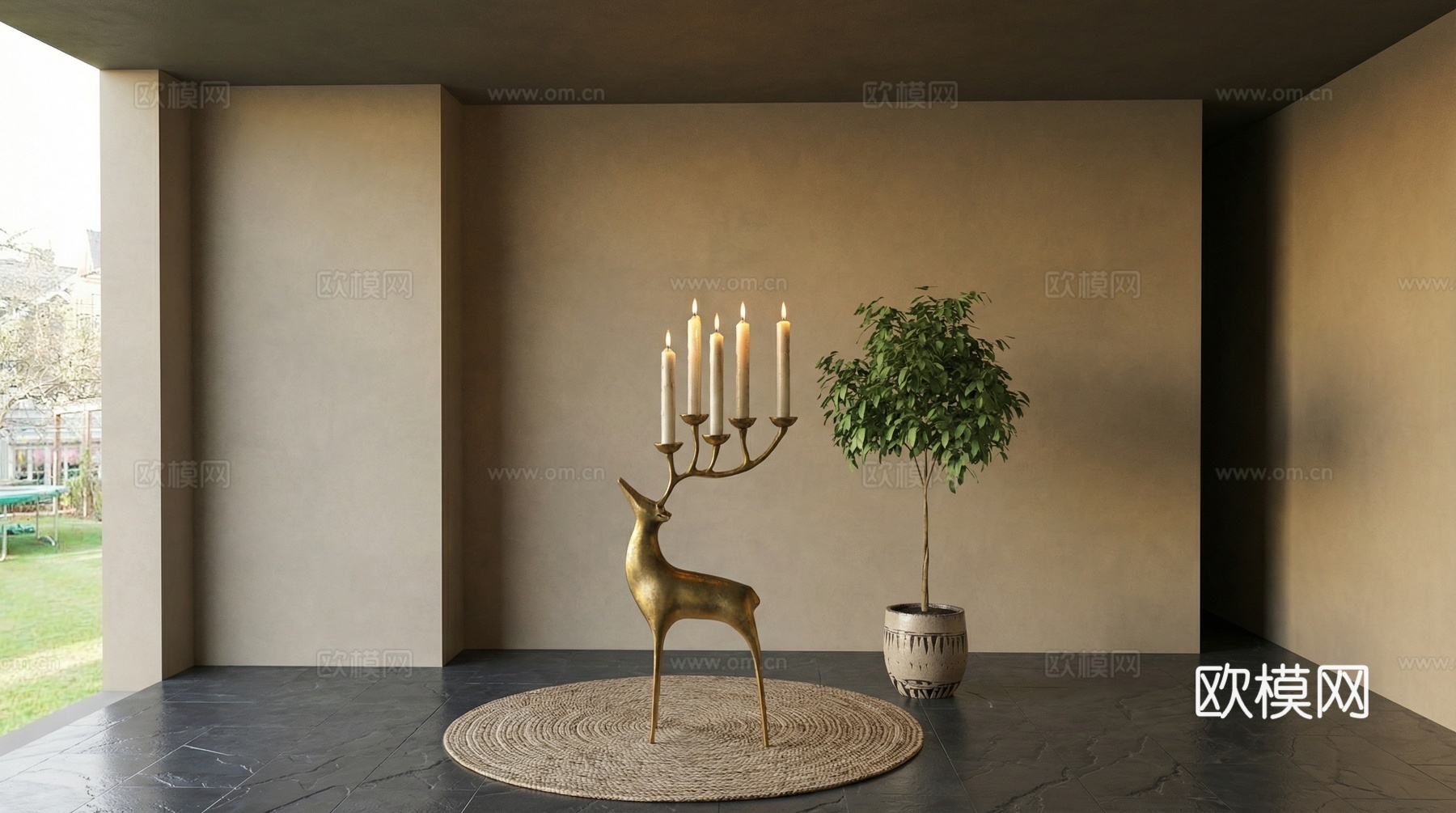 现代  新中式雕塑摆件su模型