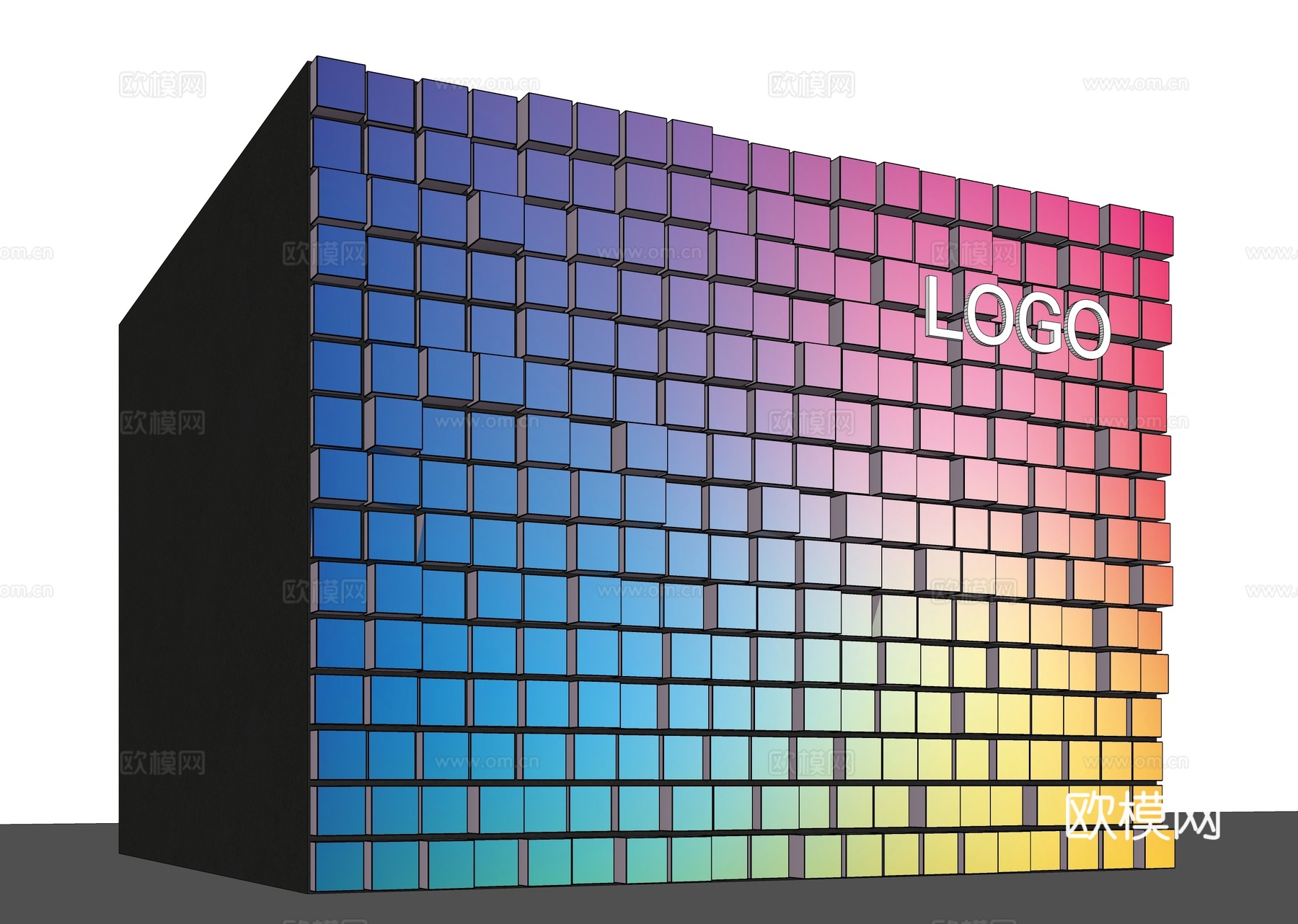 现代背景墙 异形景墙 打卡墙 渐变背景墙 公司形象墙 美陈背su模型