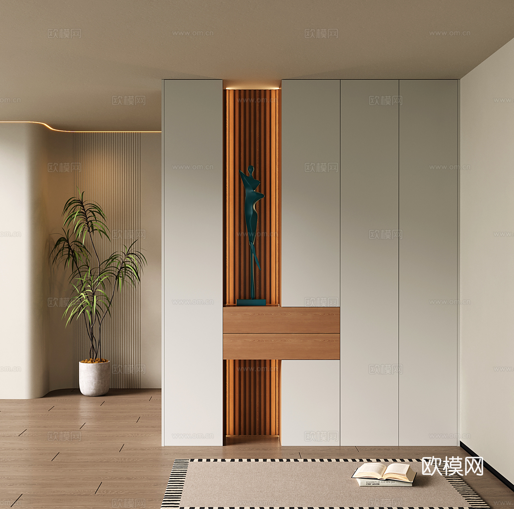 现代入户玄关鞋柜 隔断柜 玄关柜su模型