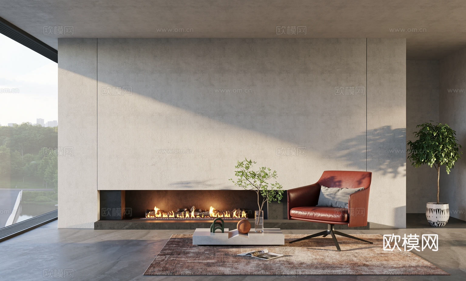 现代简约单人沙发_现代单椅沙发_红色沙发_皮沙发_布艺沙发_su模型