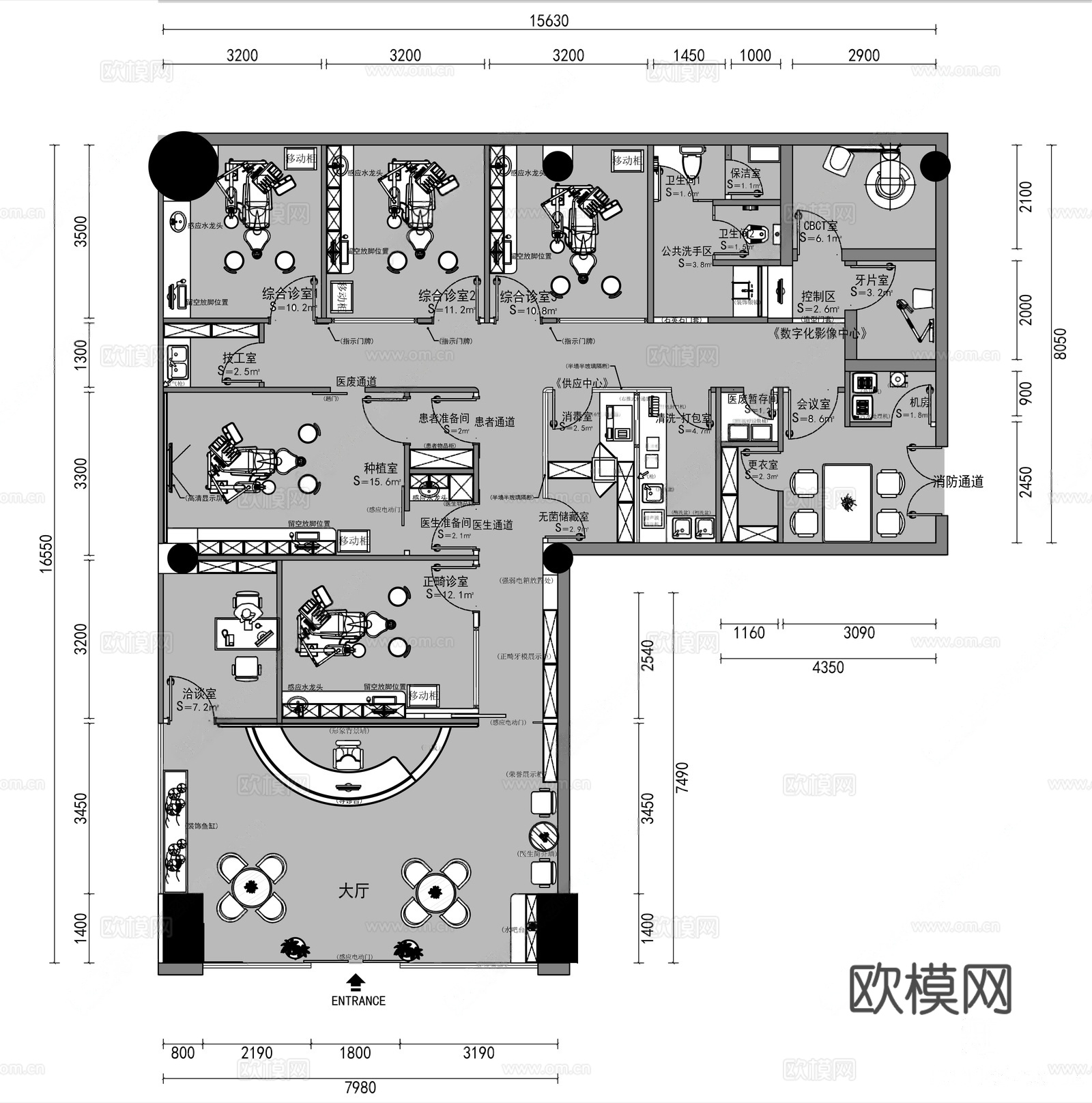 牙科口腔诊所CAD平面cad施工图cad施工图