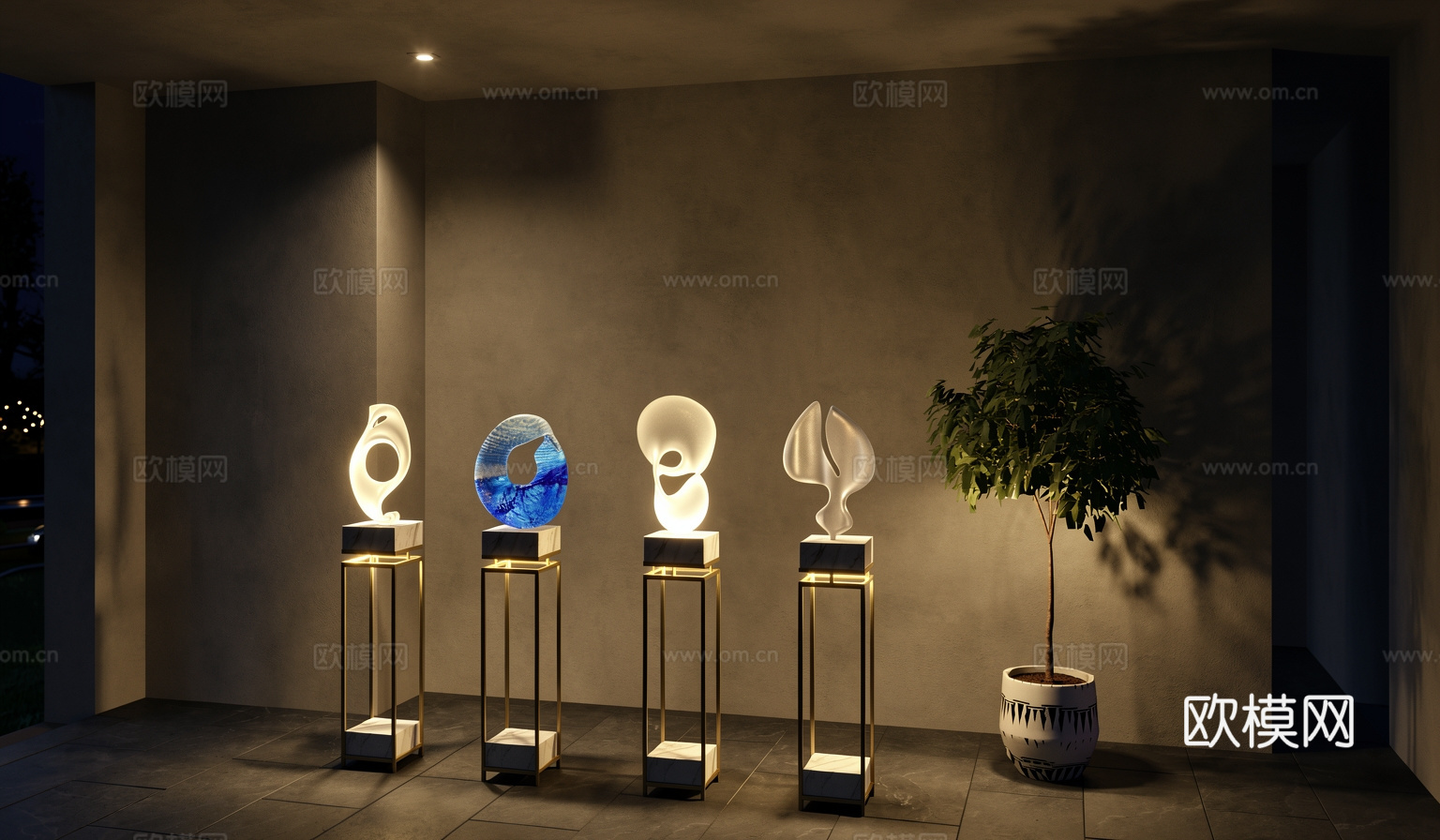 现代  新中式雕塑摆件su模型