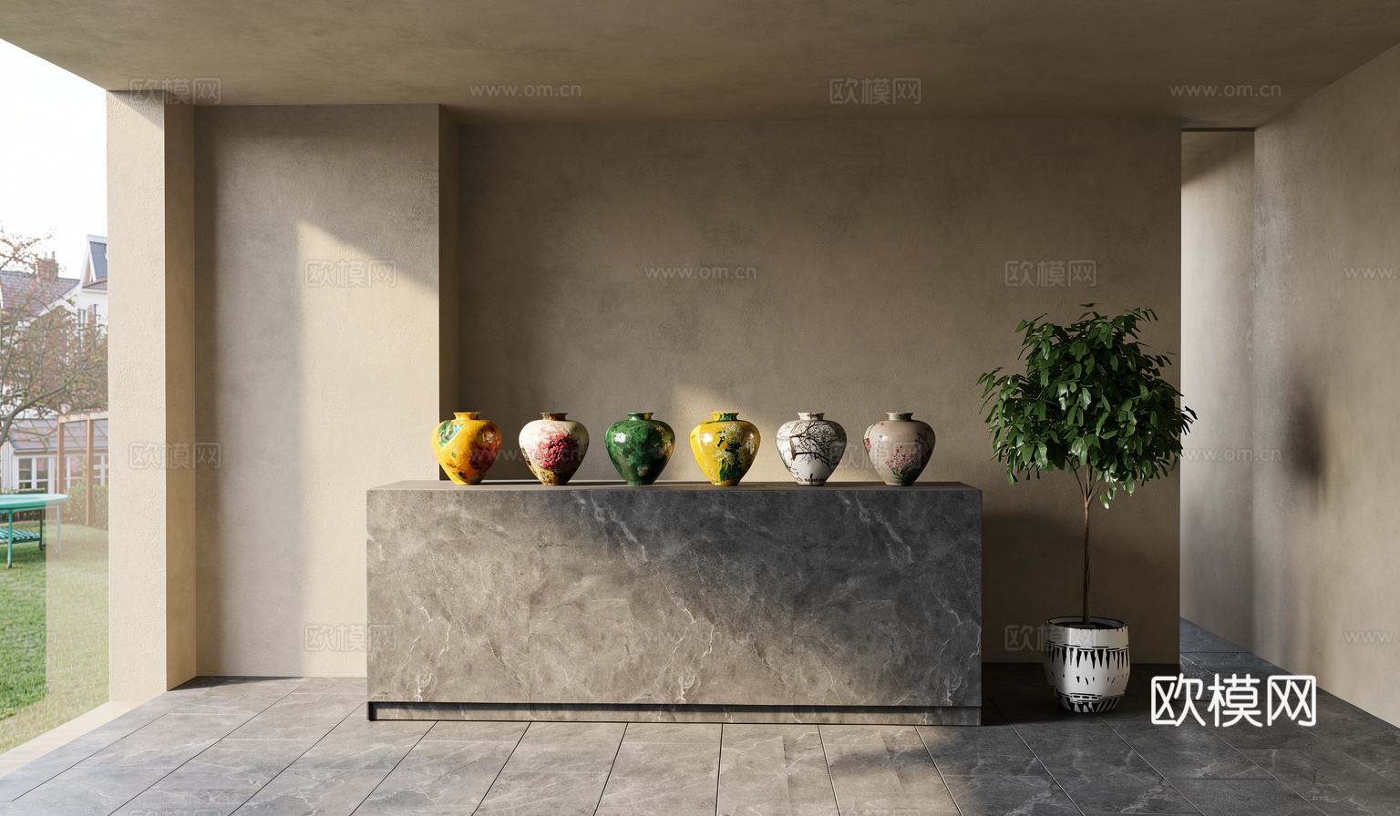 现代  新中式雕塑摆件su模型