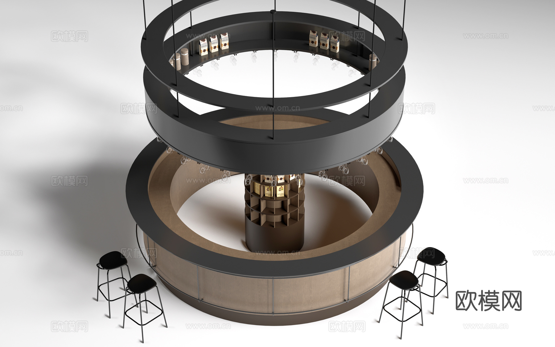 现代圆形吧台 圆形酒吧台 咖啡吧台su模型