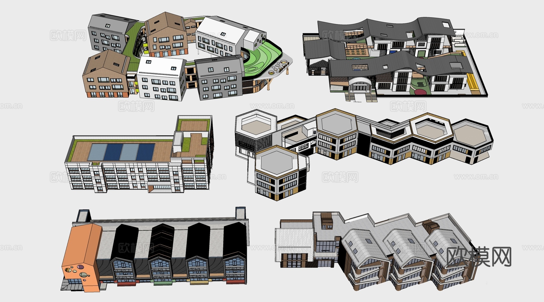现代幼儿园建筑su模型su模型