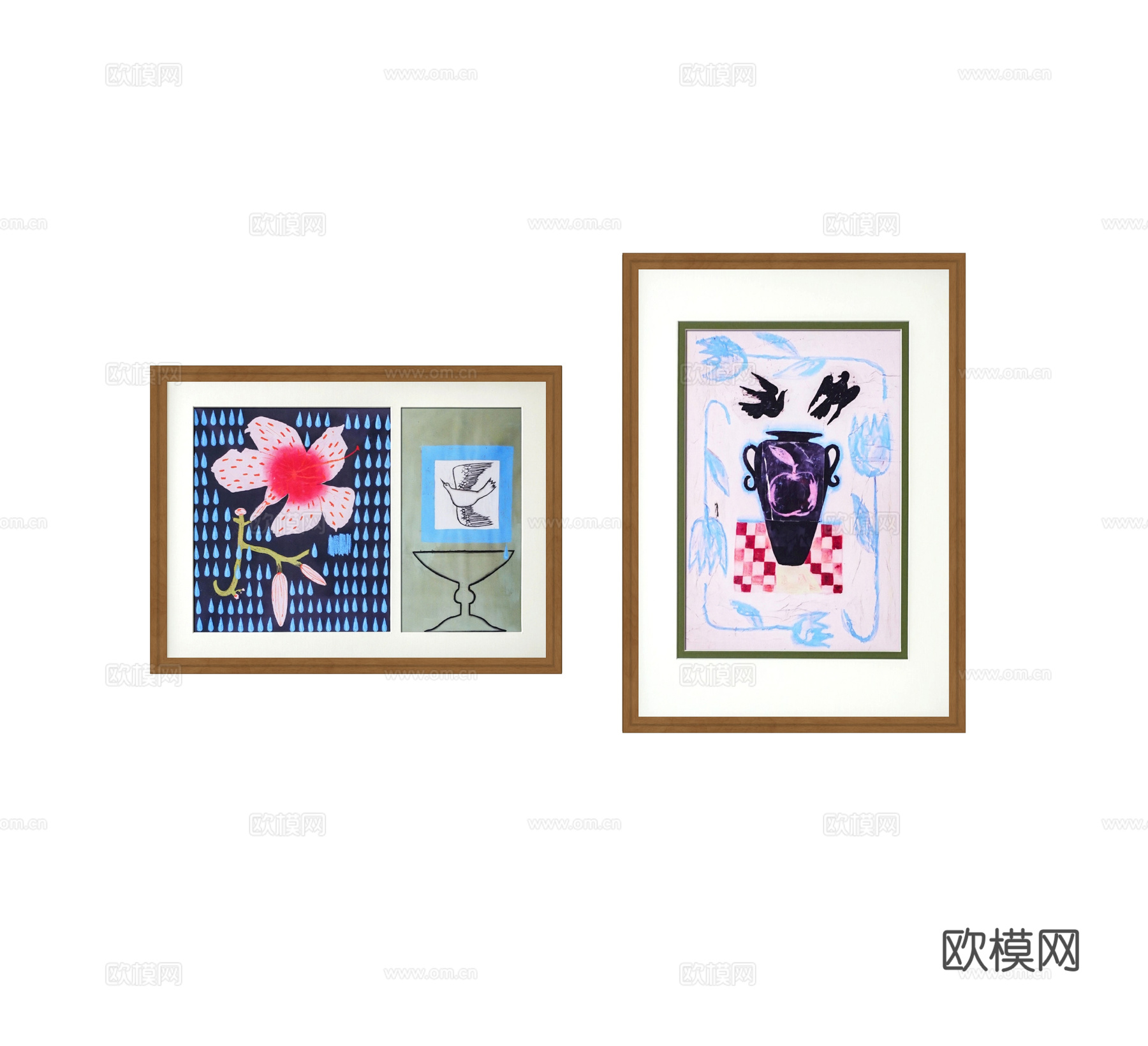 现代中古挂画 抽象挂画su模型