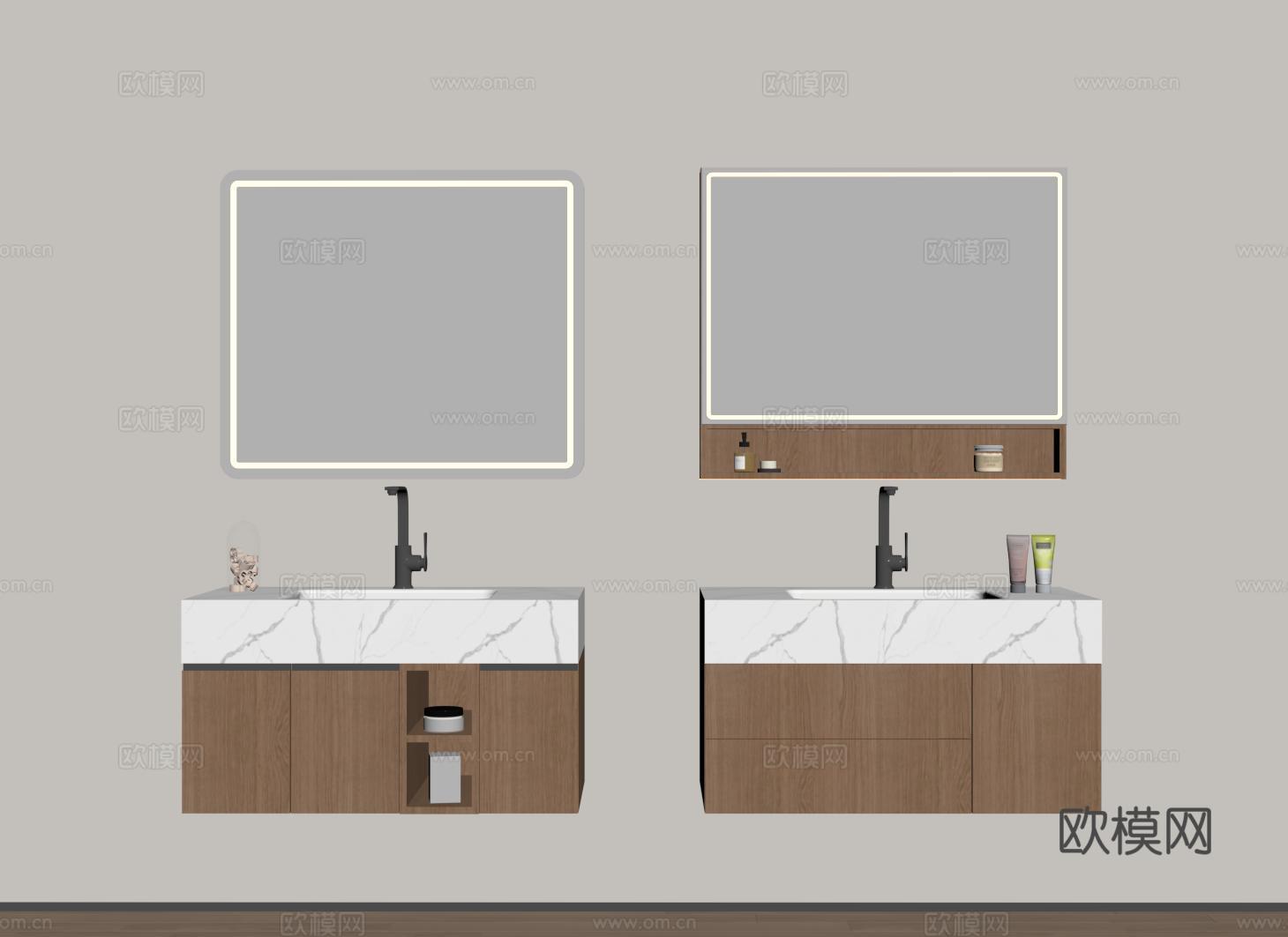现代悬空浴室柜 洗手台 卫浴柜 洗手池su模型
