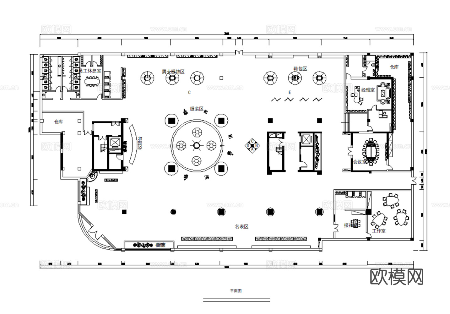 服装店 运动服装店 运动鞋包专卖店 休闲服装店 男装女装 男cad施工图