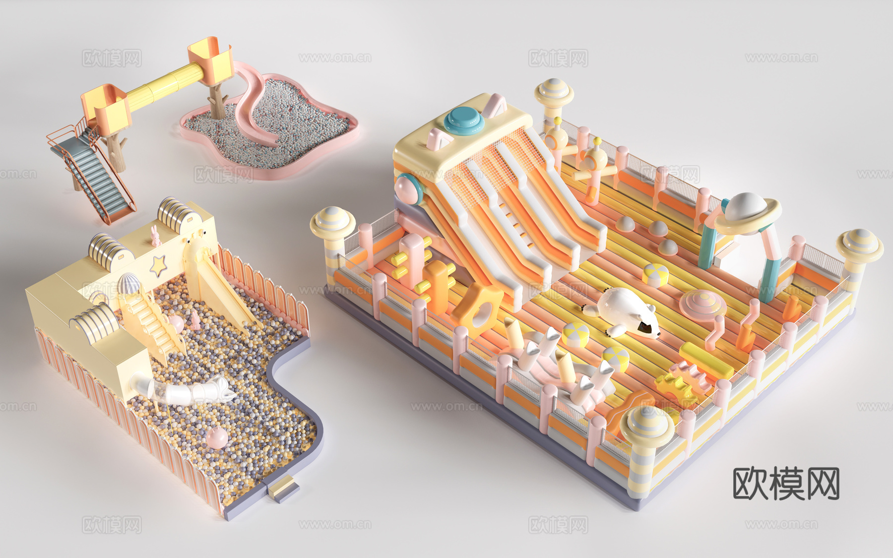 现儿童充气城堡 淘气堡 儿童游乐设施su模型