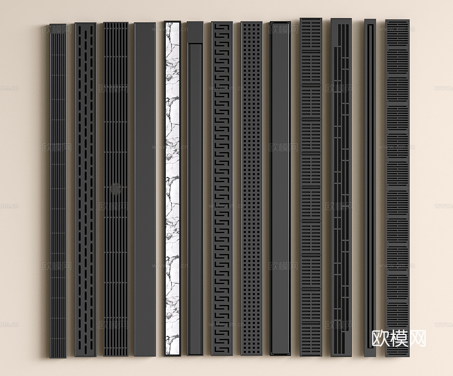 现代条形地漏 不锈钢地漏 防臭排水口 金属地漏 卫生间地漏3d模型下载