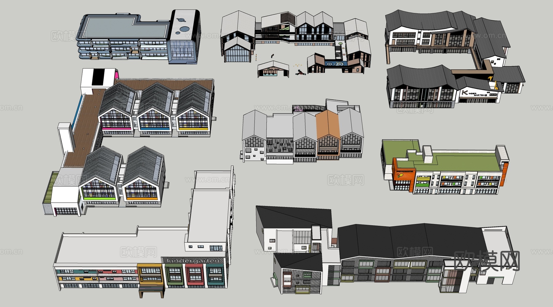 现代幼儿园建筑su模型su模型