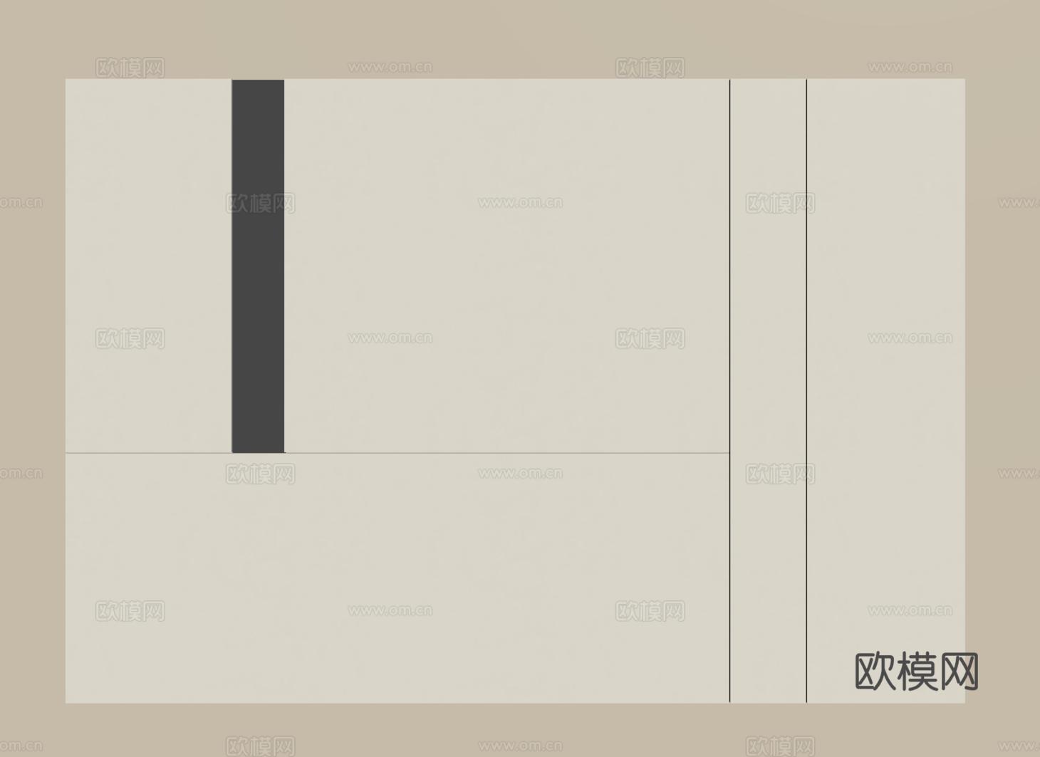 极简床头背景墙 现代卧室背景墙su模型