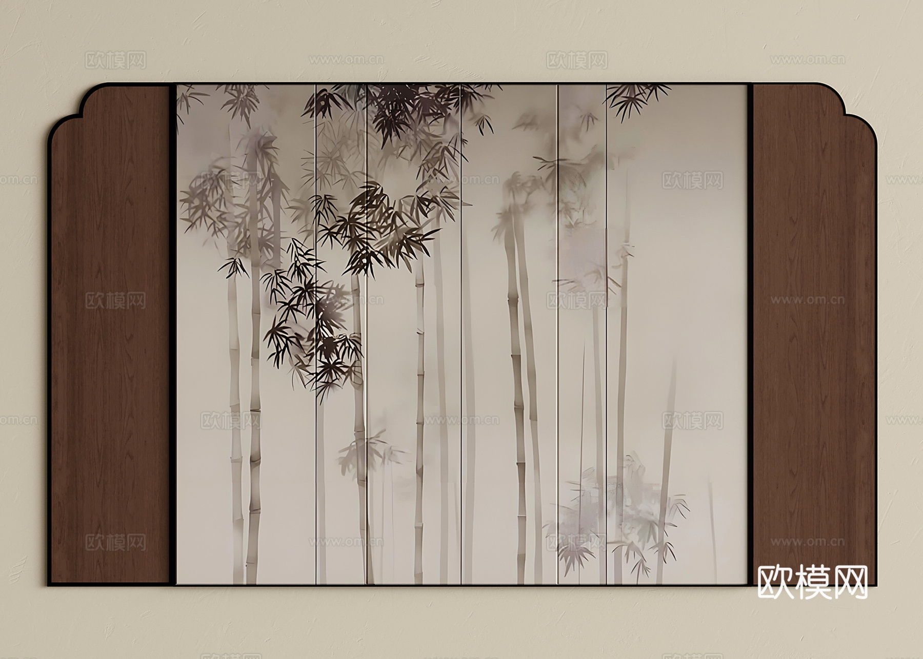 新中式床头背景墙 沙发背景墙 玄关背景墙su模型