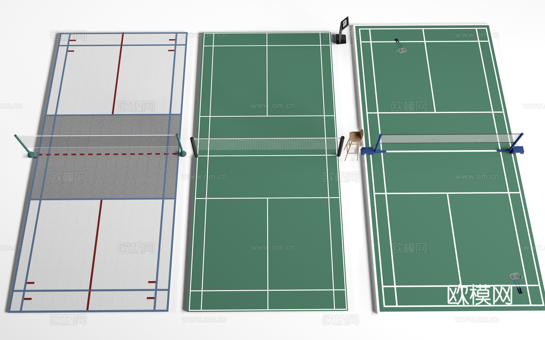 现代羽毛球场 运动场su模型
