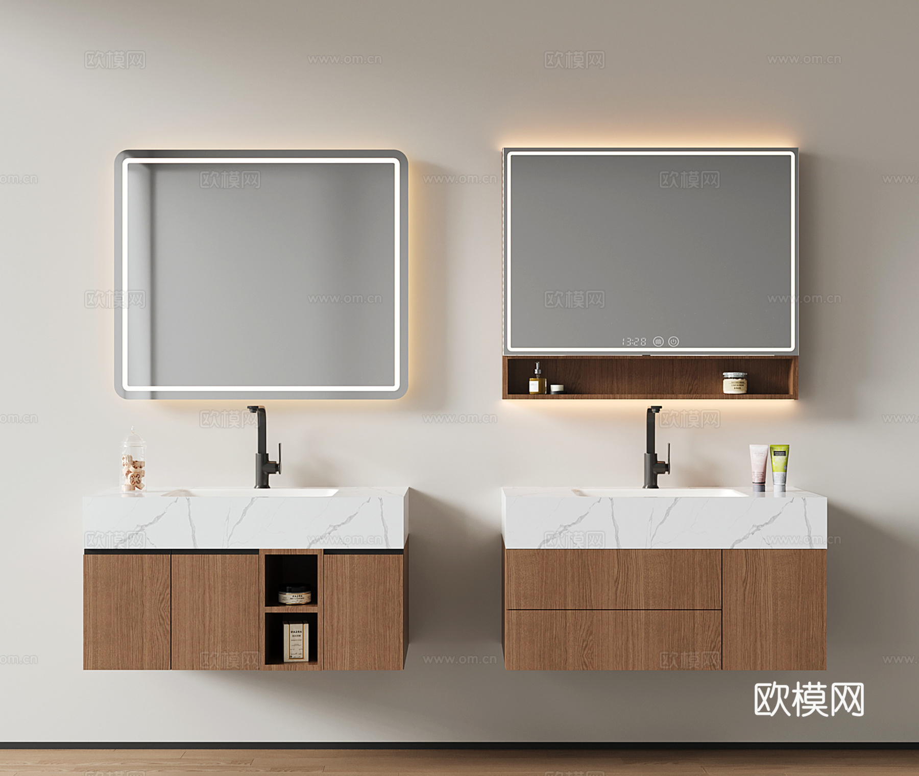 现代悬空浴室柜 洗手台 卫浴柜 洗手池su模型