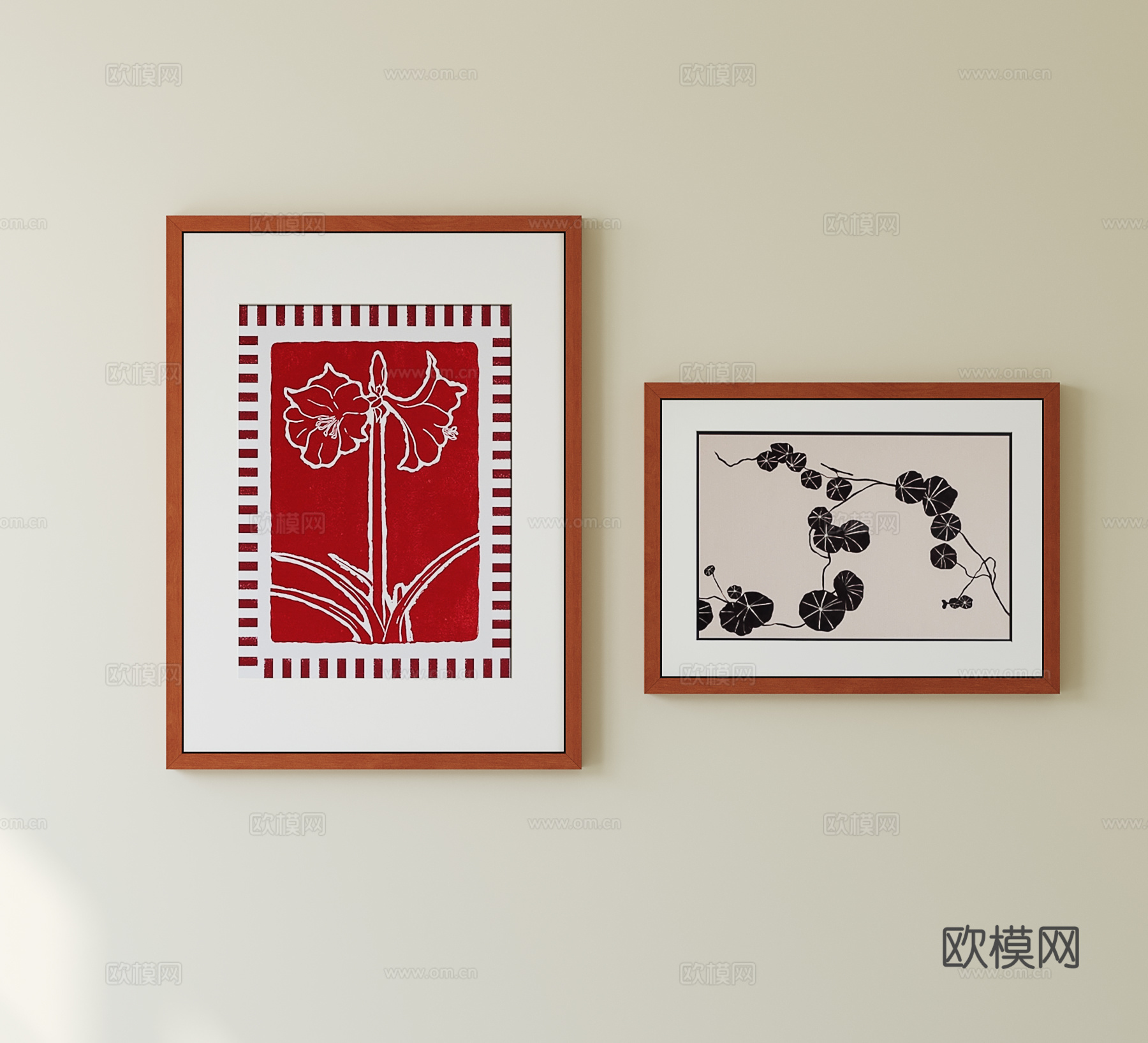 现代中古挂画 抽象挂画su模型