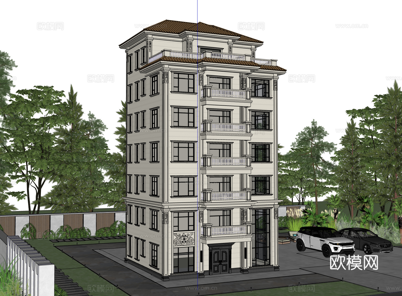 欧式独栋别墅su模型