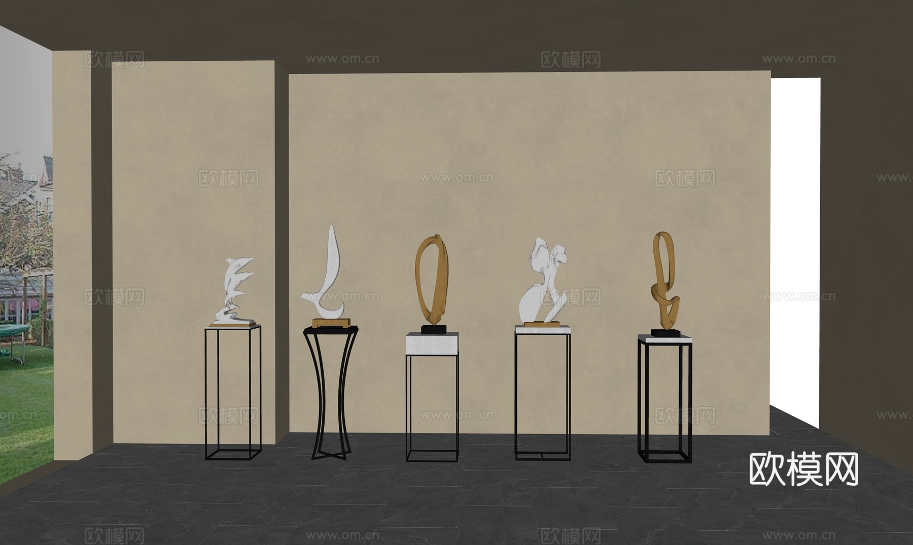 现代  新中式雕塑摆件su模型