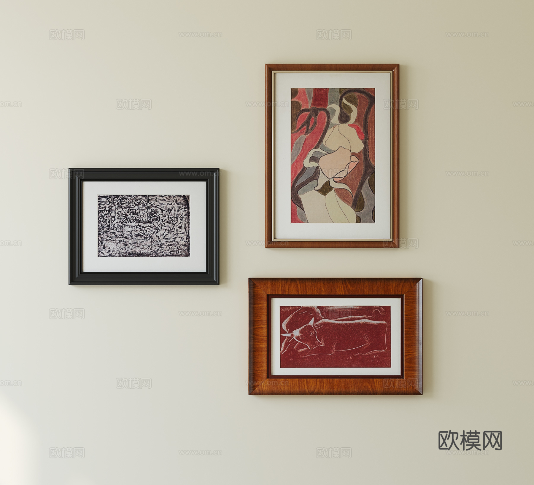 法式中古挂画组合su模型