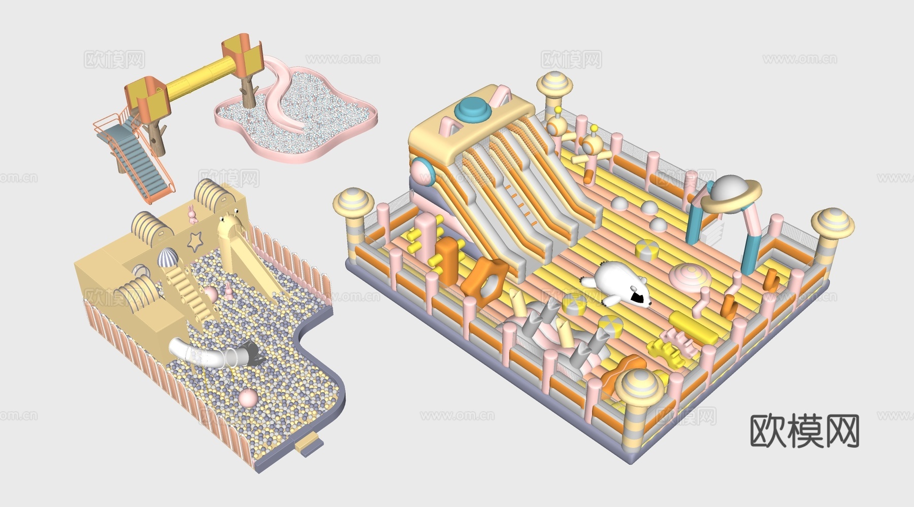 现儿童充气城堡 淘气堡 儿童游乐设施su模型