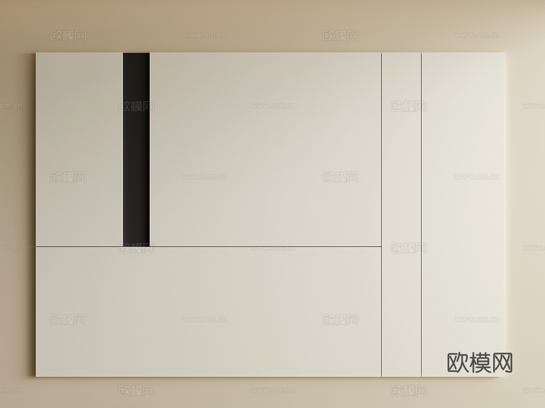 极简床头背景墙 现代卧室背景墙su模型