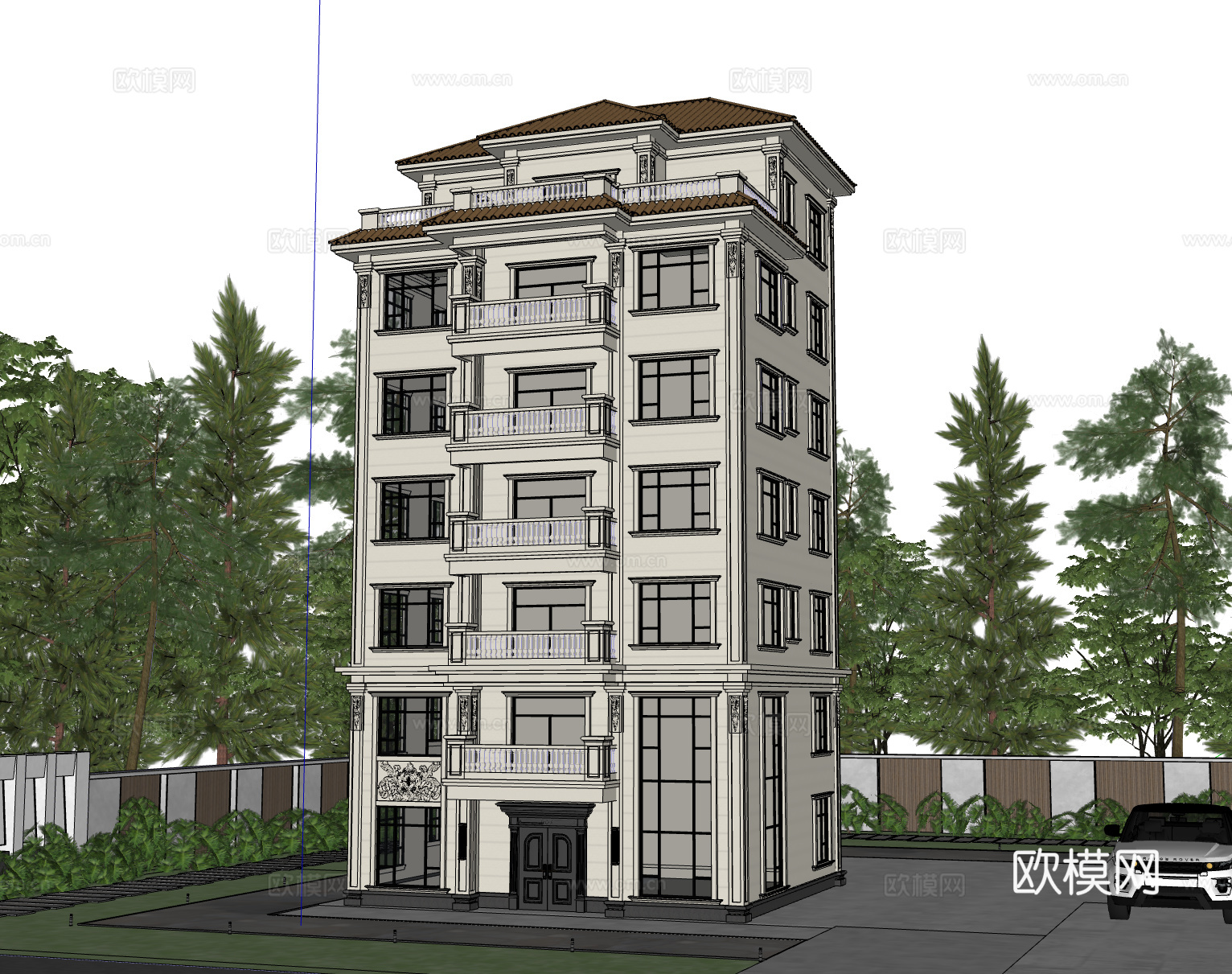 欧式独栋别墅su模型
