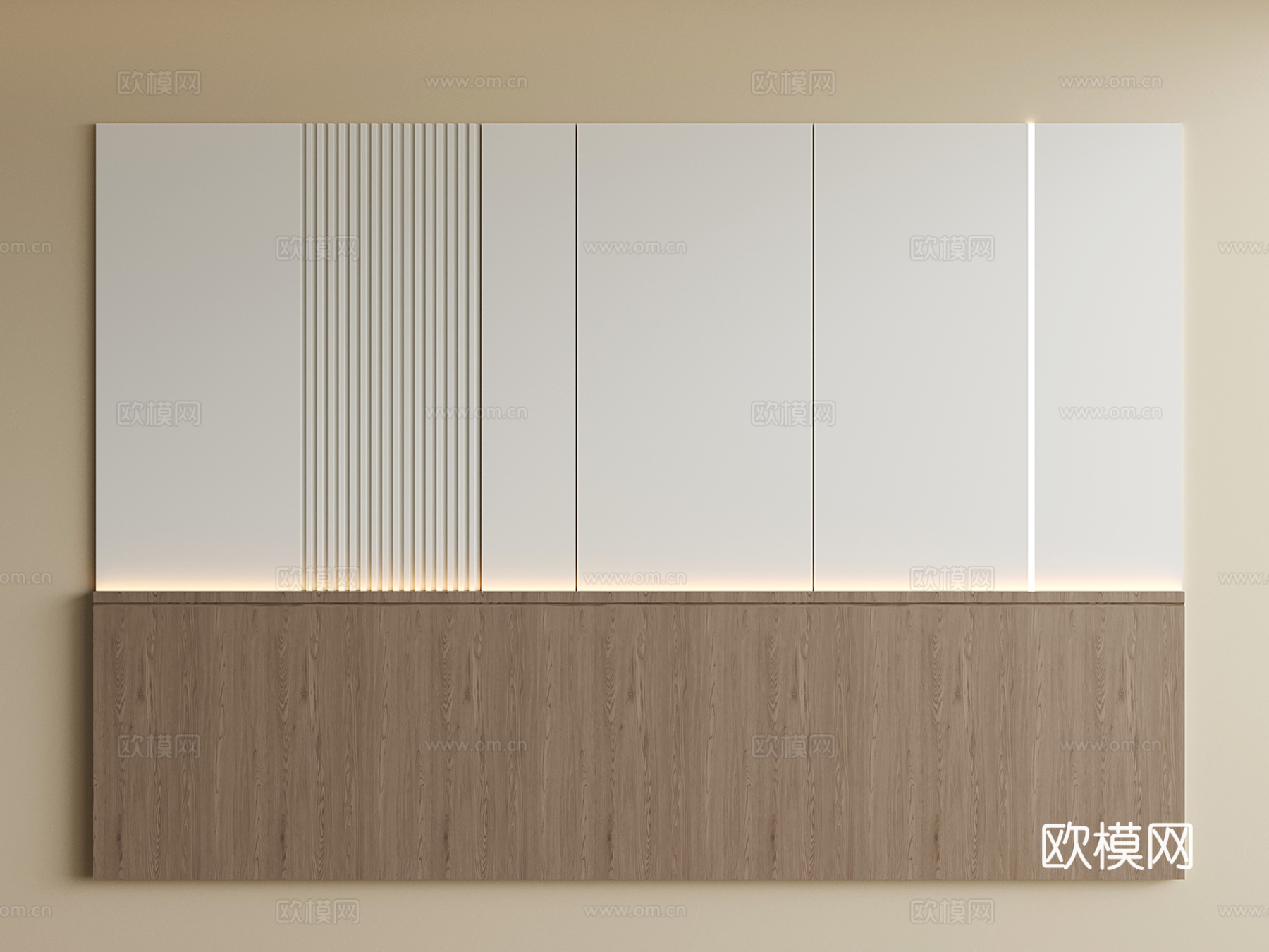 现代床头背景墙 意式卧室背景墙su模型