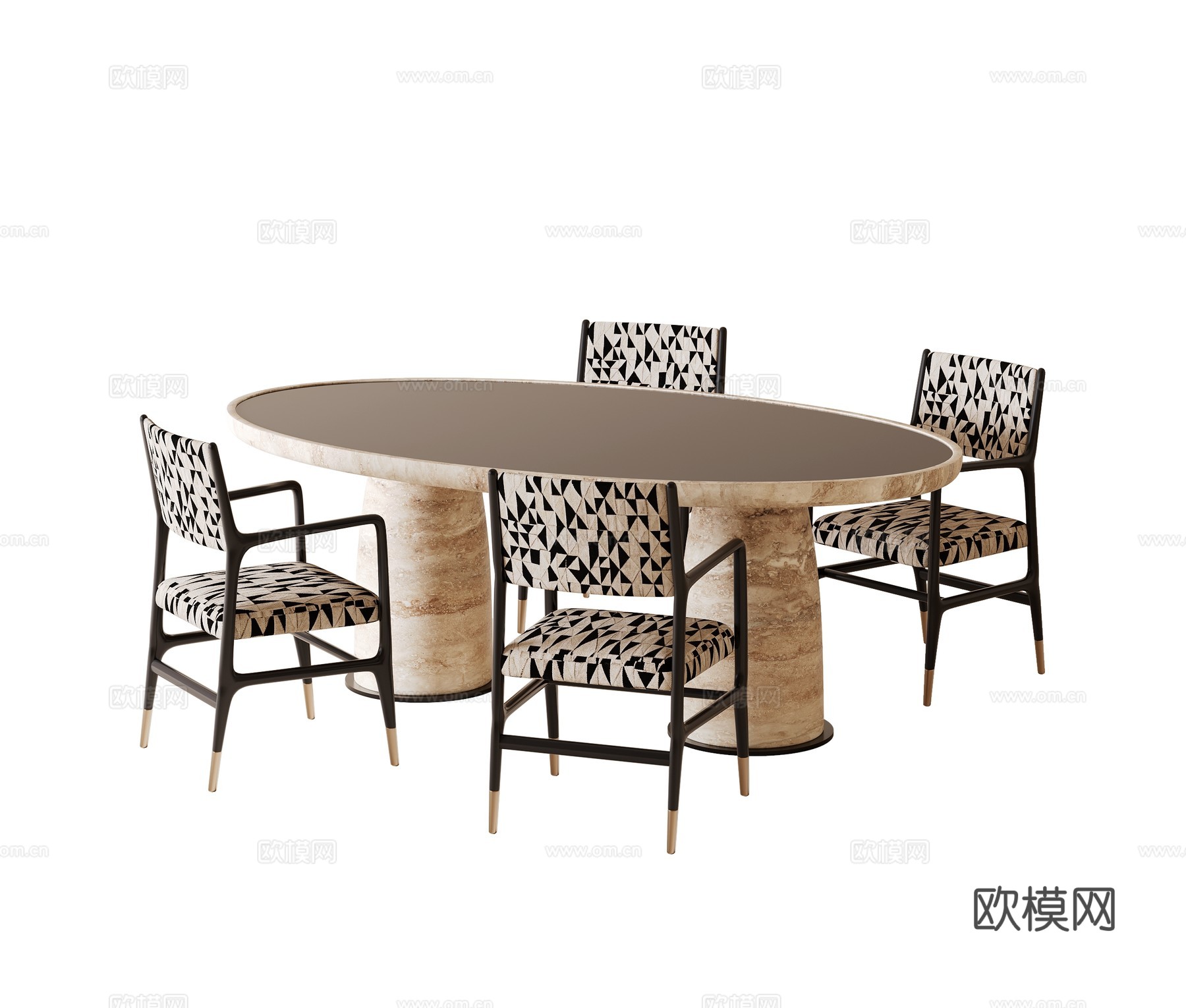 法式复古风餐桌椅su模型