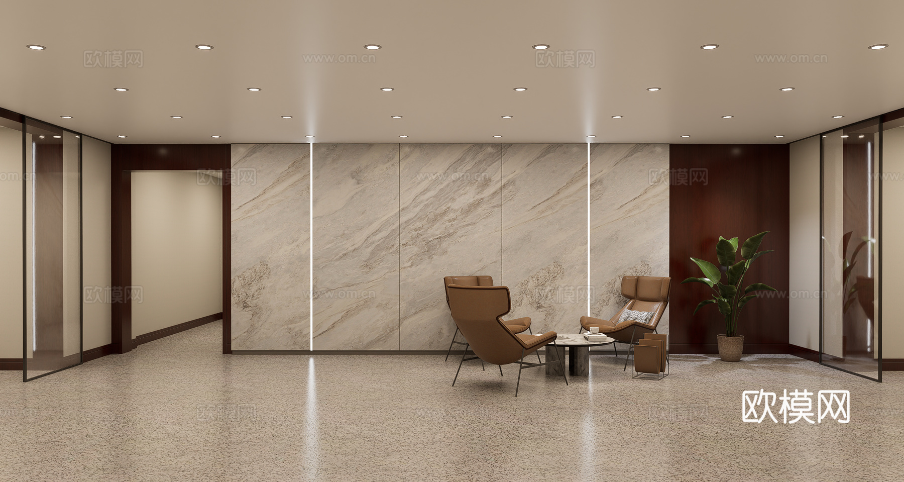 现代办公前厅 办公大堂su模型