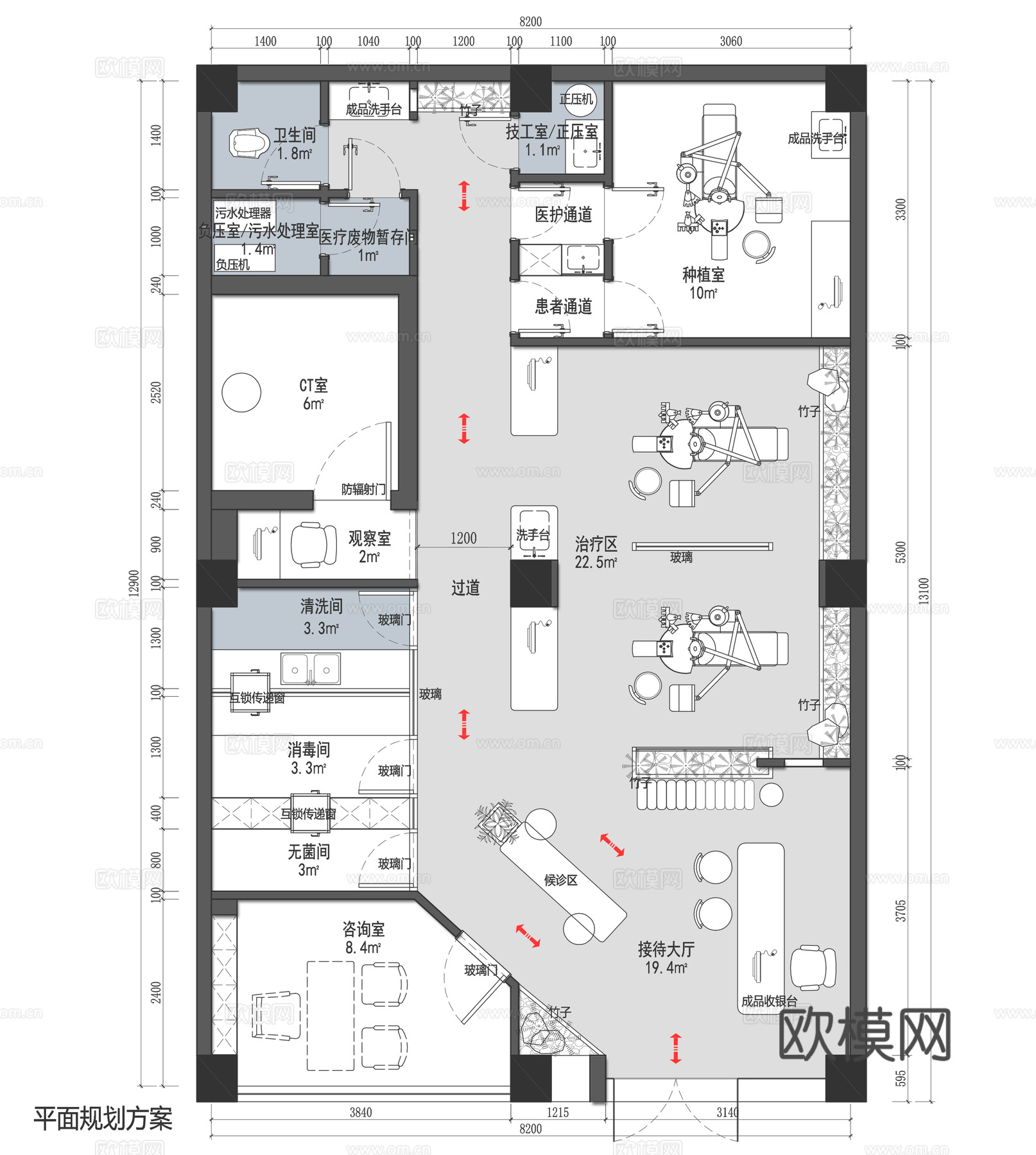 牙科口腔诊所CAD平面cad施工图cad施工图