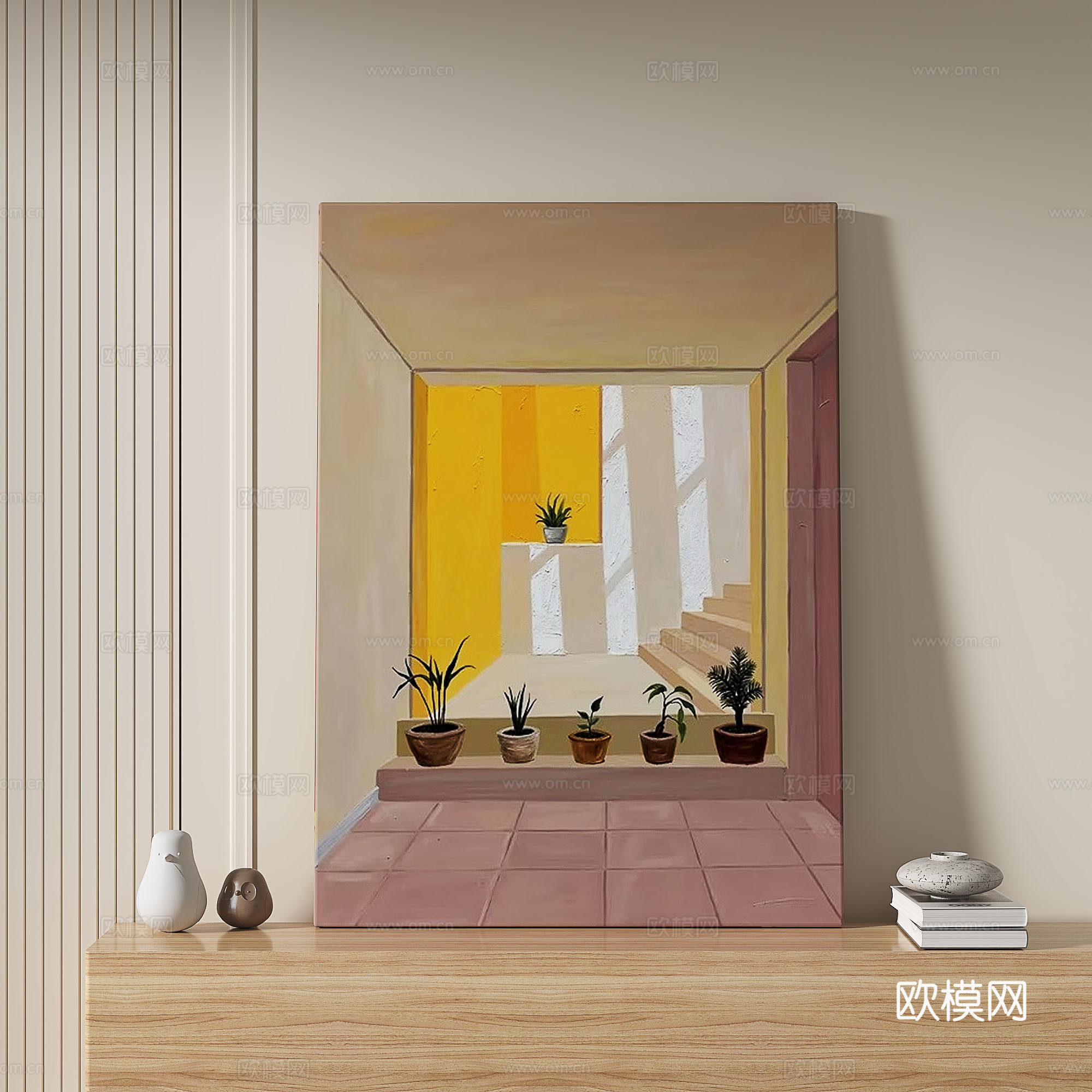 现代，简约，抽象，奶油风，挂画3d模型下载