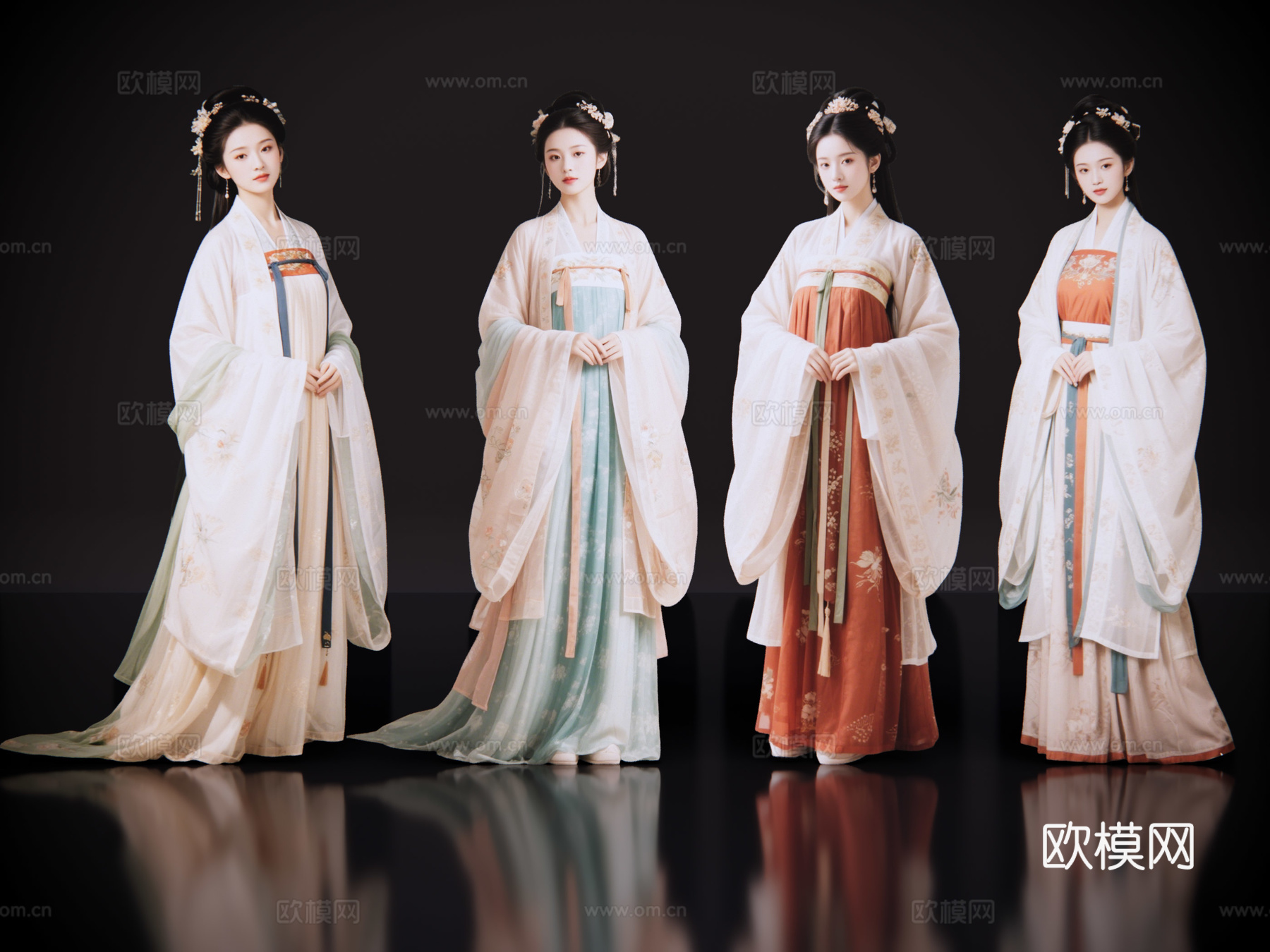 2D古装人物 古装美女 古代优伶 古装戏子 古典美人 古装人su模型