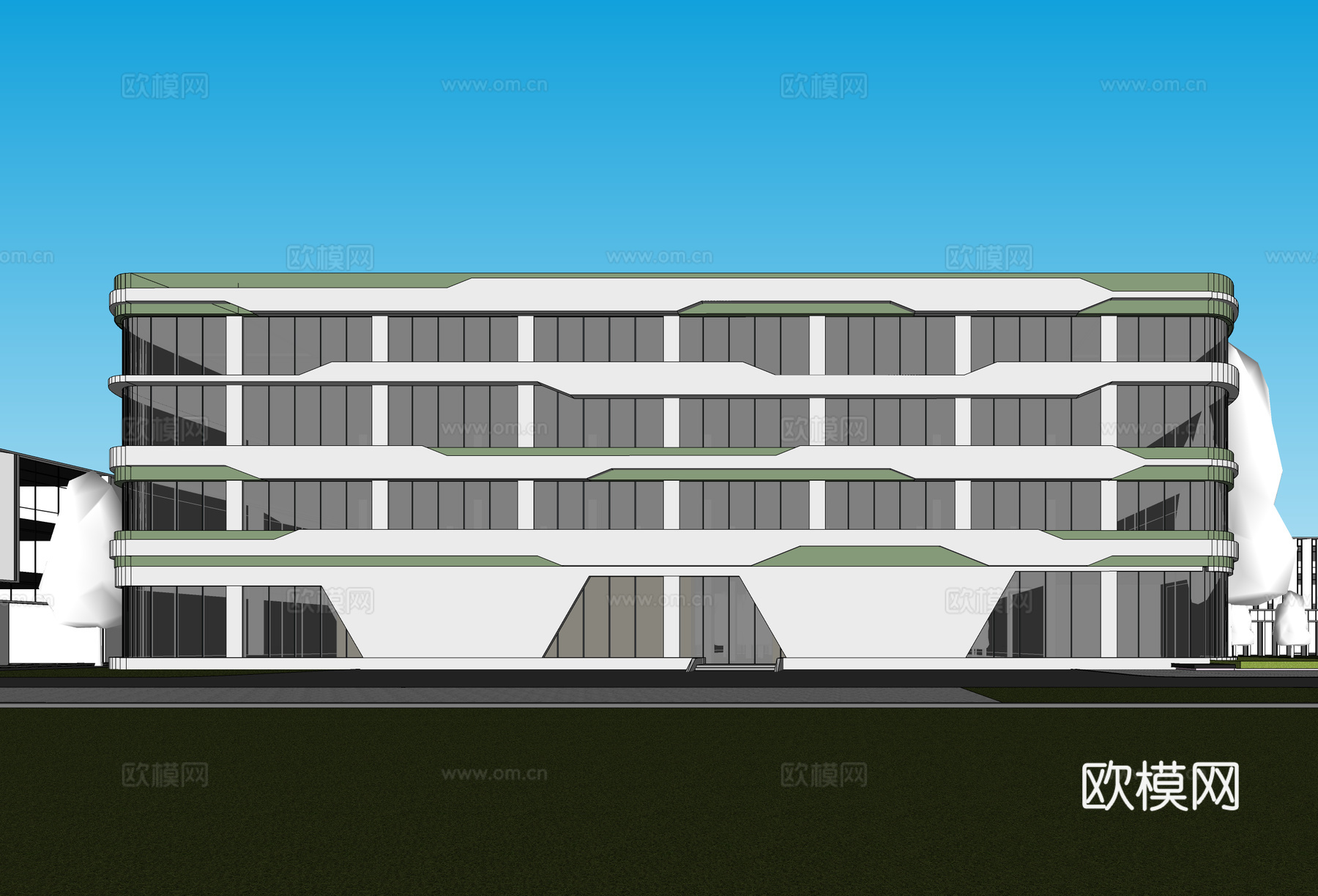 现代工业厂房 现代产业园 多层办公 厂房 产 产业园 办公楼su模型
