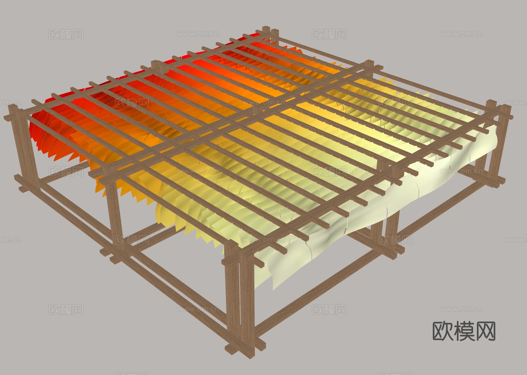 景观廊架 彩色吊顶 艺空间廊架 异形顶廊架 彩色纹理纸吊顶su模型