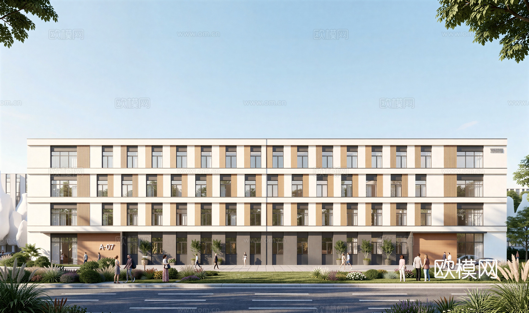 现代工业厂房 现代产业园 多层办公 厂房 产 产业园 办公楼su模型