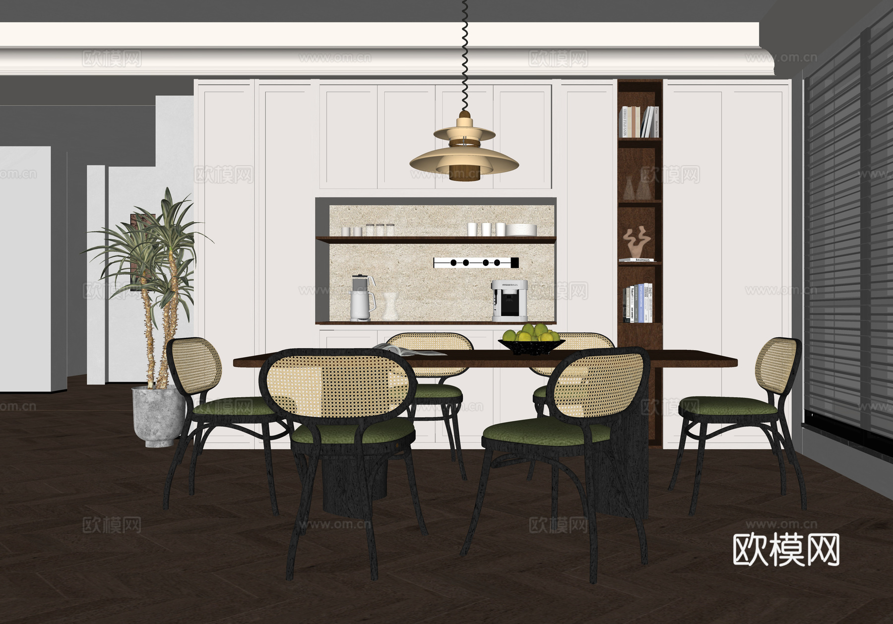 现代餐厅 餐桌椅su模型