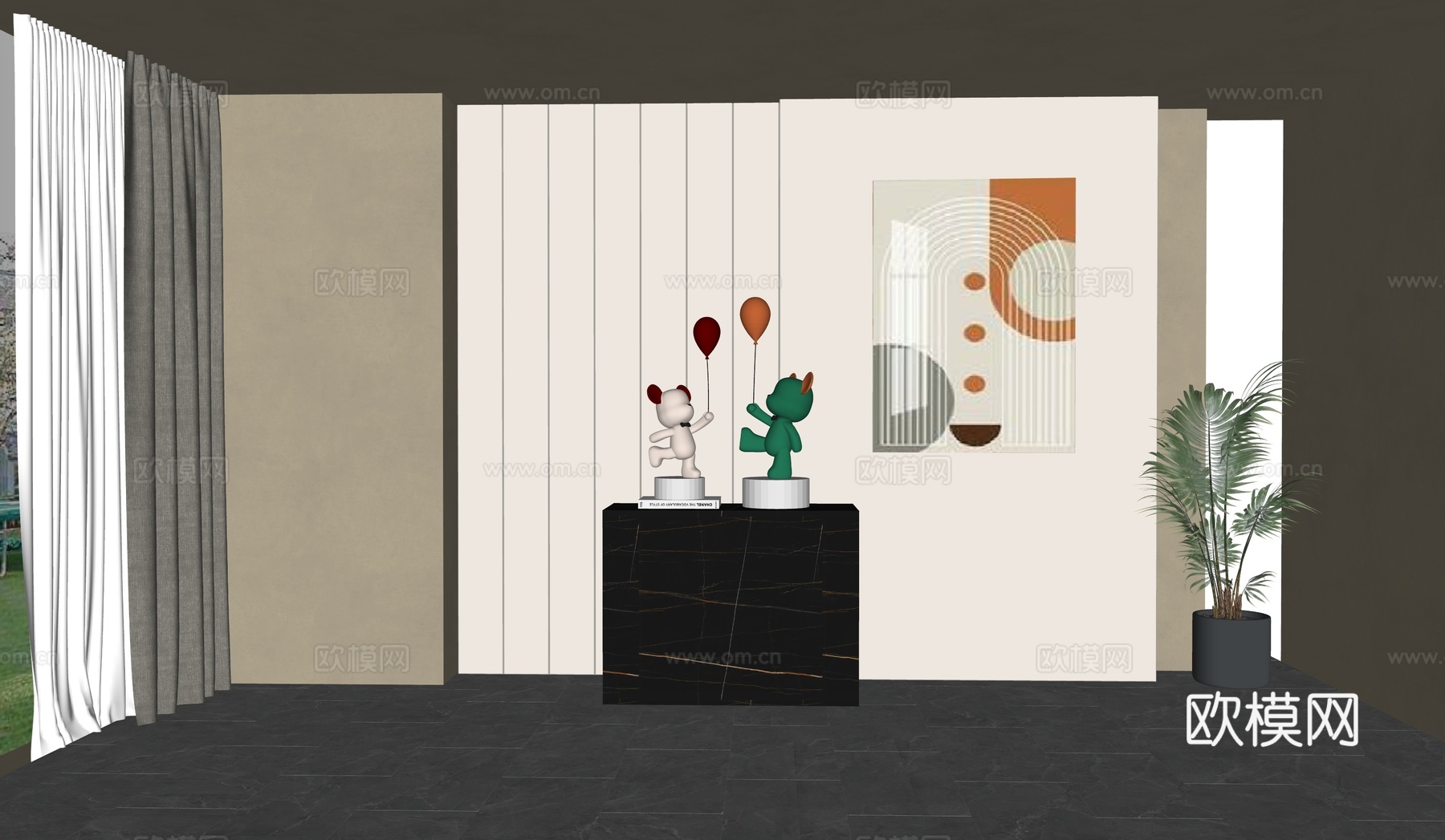 现代装饰品_摆件_雕塑su模型