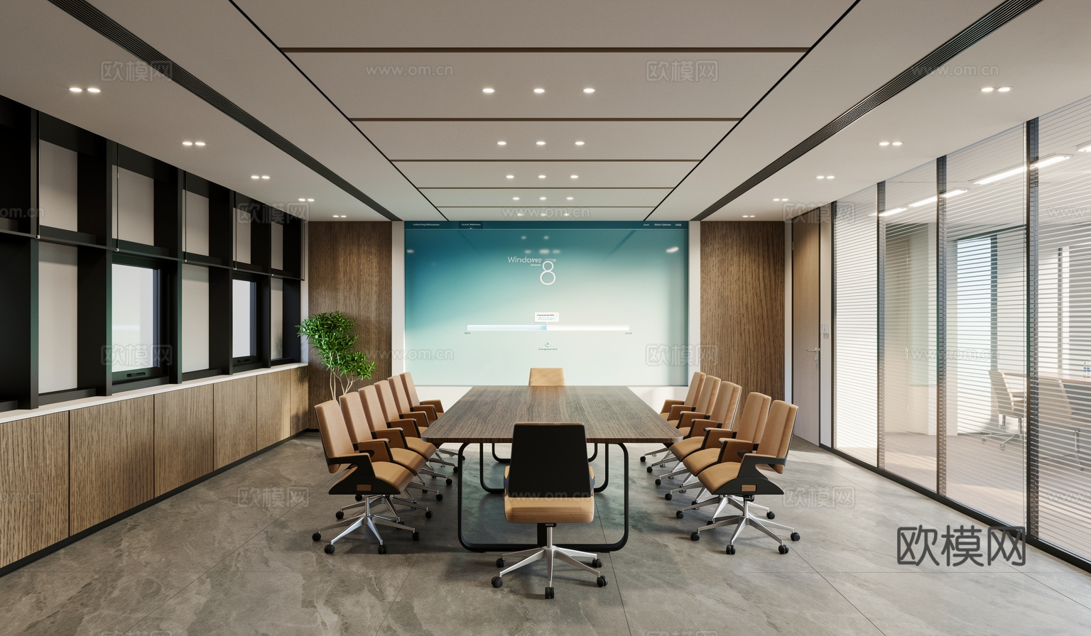 现代会议室su模型